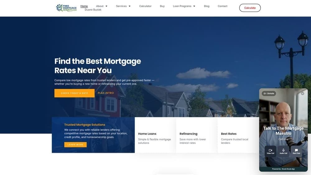 Screenshot of Free Mortgage Search website